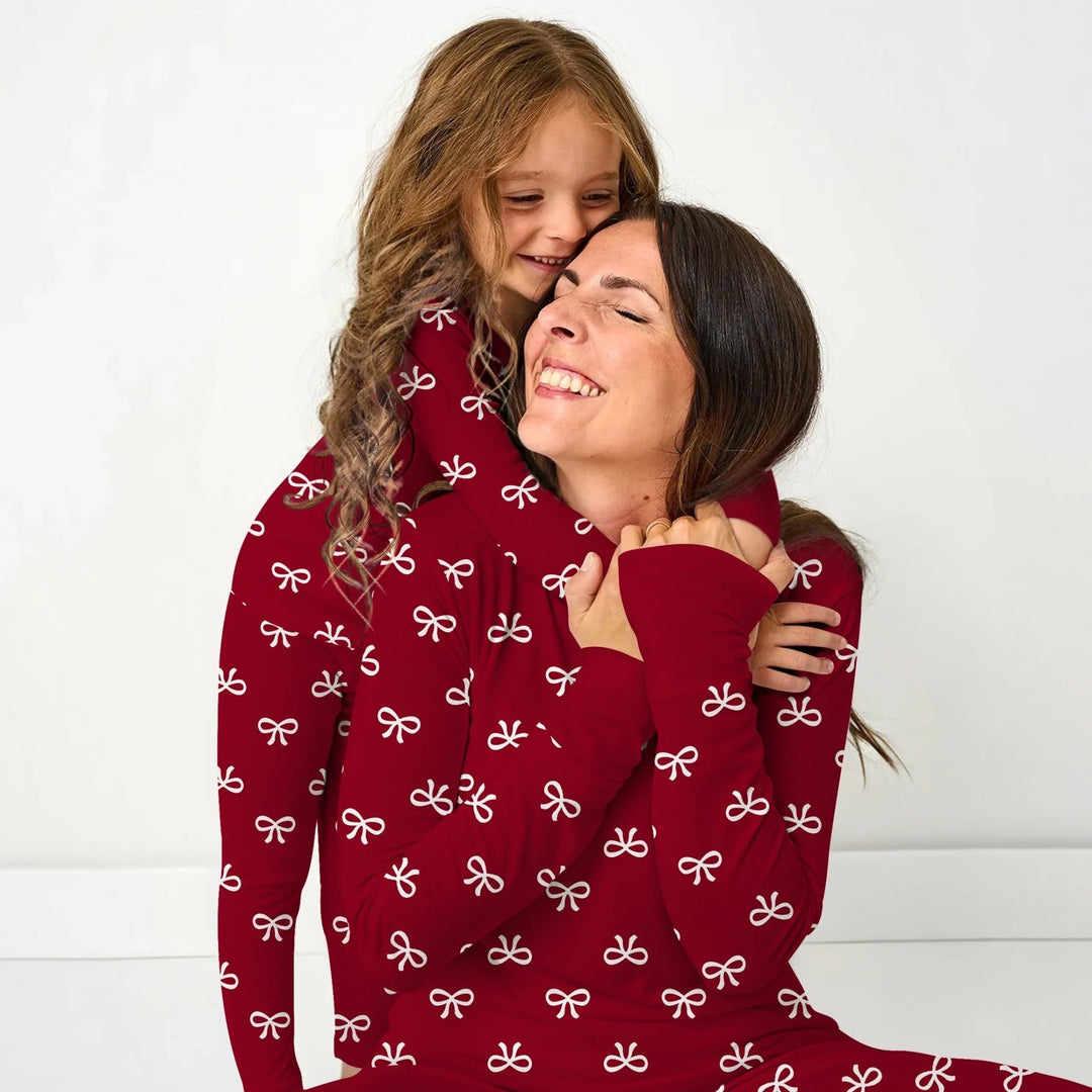 Christmas Cute Bows Two Piece Short Sleeve Pajama Set - Zumbamboo