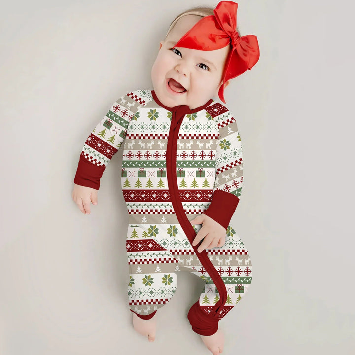 Christmas Fair Isle Red and Green Convertible Zippy - Zumbamboo