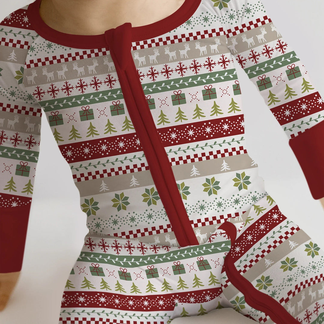 Christmas Fair Isle Red and Green Convertible Zippy - Zumbamboo