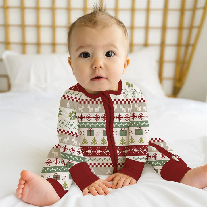 Christmas Fair Isle Red and Green Convertible Zippy - Zumbamboo