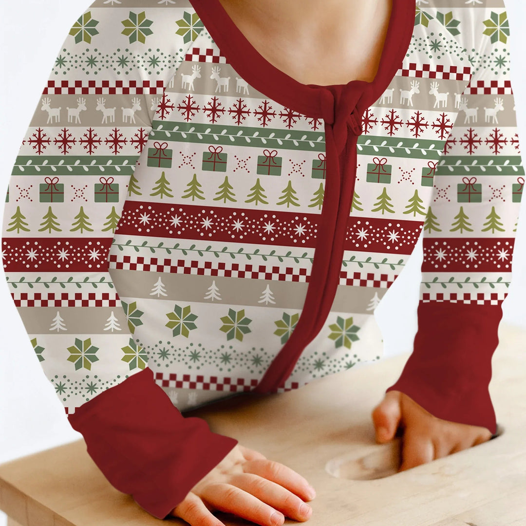 Christmas Fair Isle Red and Green Convertible Zippy - Zumbamboo