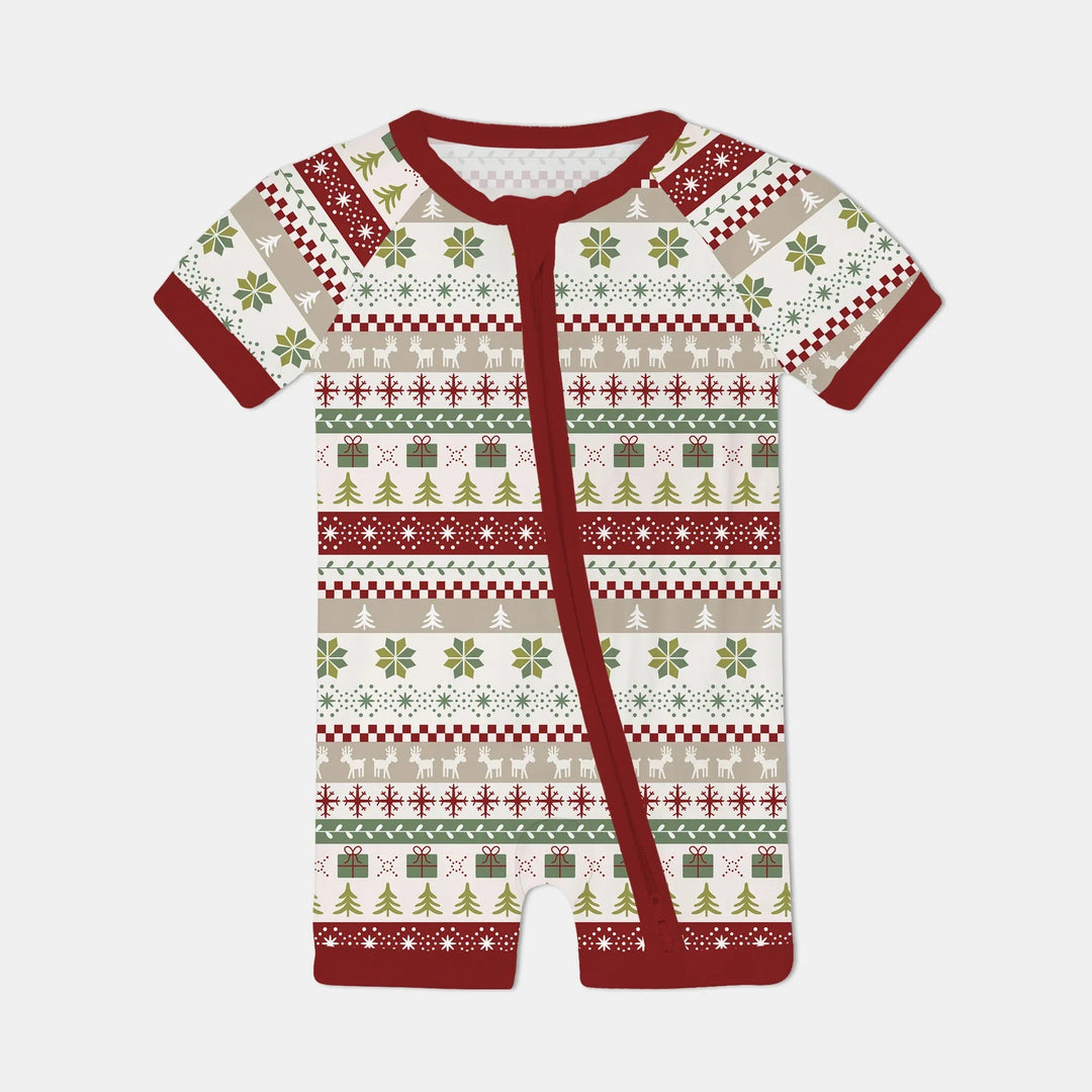 Christmas Fair Isle Red and Green Shorty Zippy - Zumbamboo