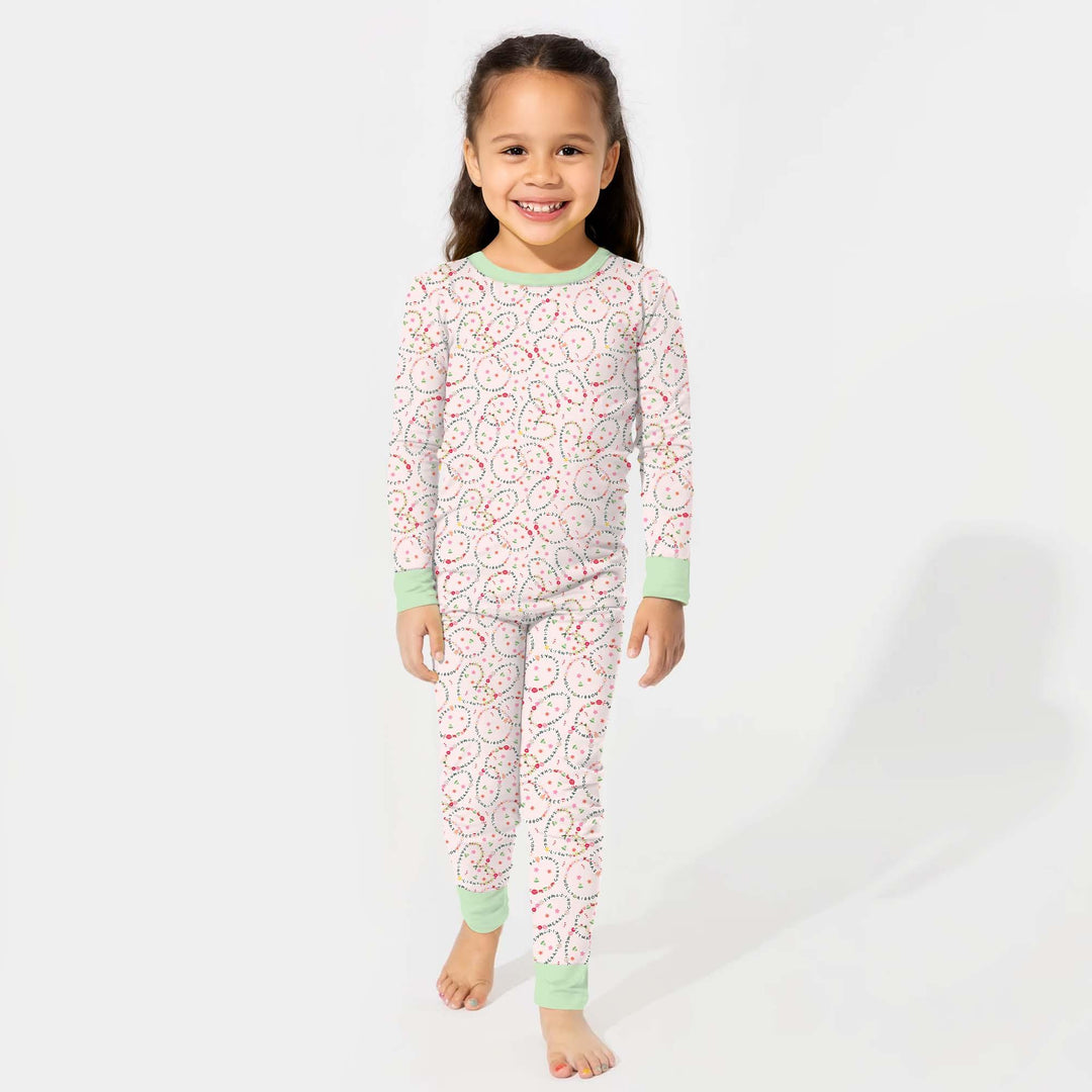 Christmas Friendship Bracelet Two Piece Long Sleeve Pajama Set - Zumbamboo
