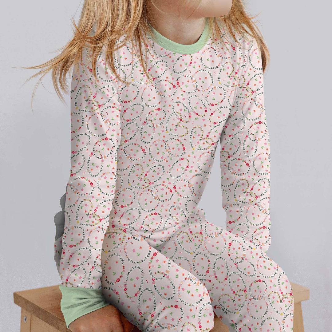 Christmas Friendship Bracelet Two Piece Long Sleeve Pajama Set - Zumbamboo