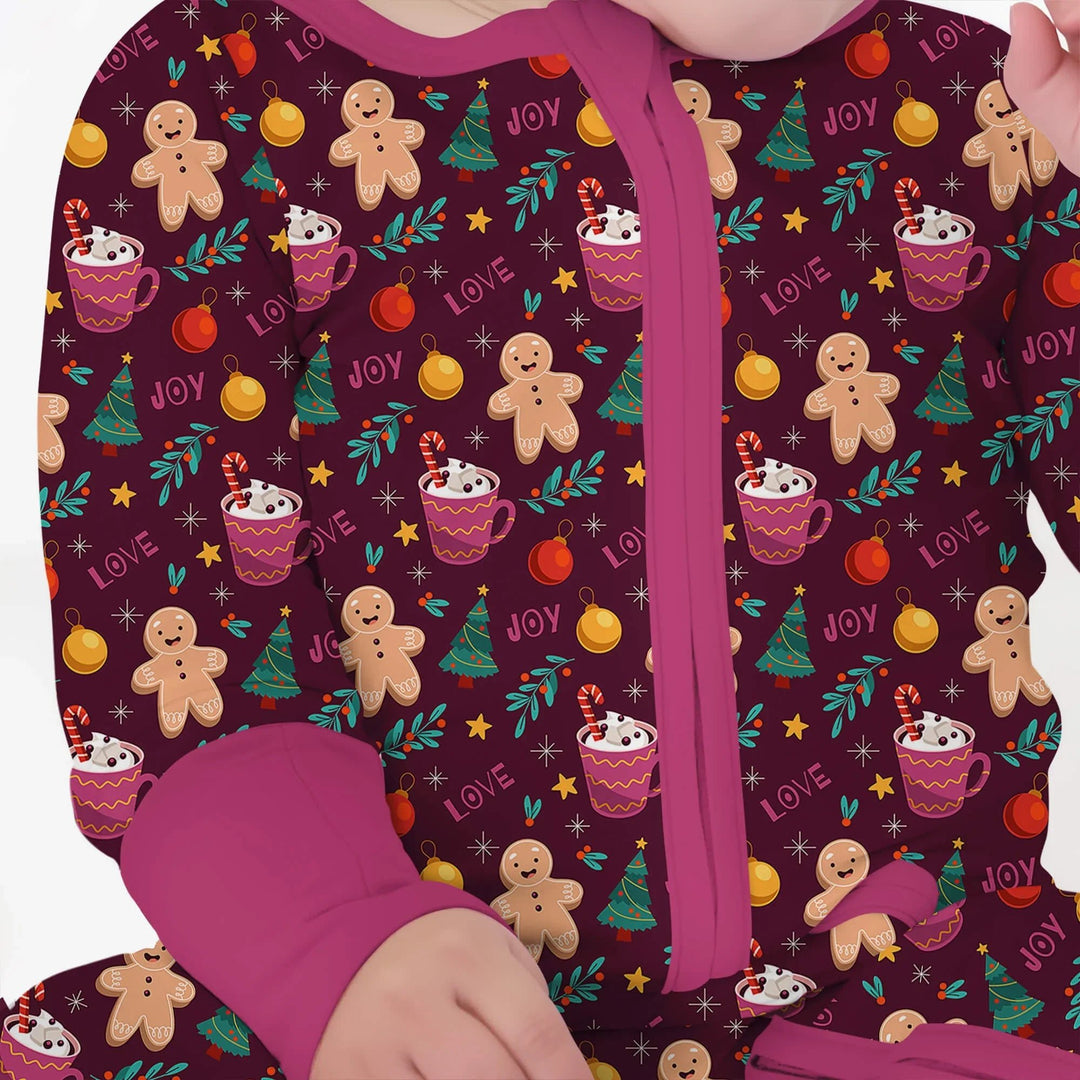 Christmas Ginger Bread Convertible Zippered Romper - Zumbamboo