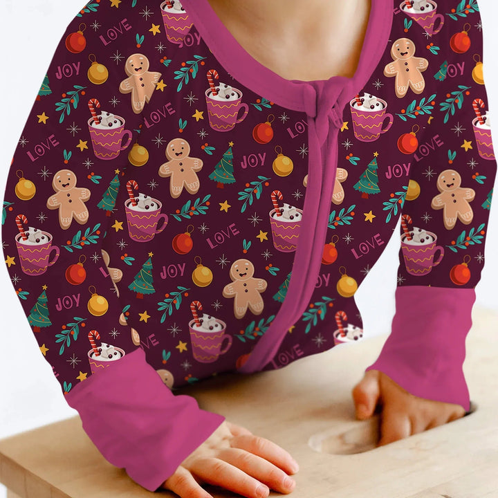 Christmas Ginger Bread Convertible Zippered Romper - Zumbamboo