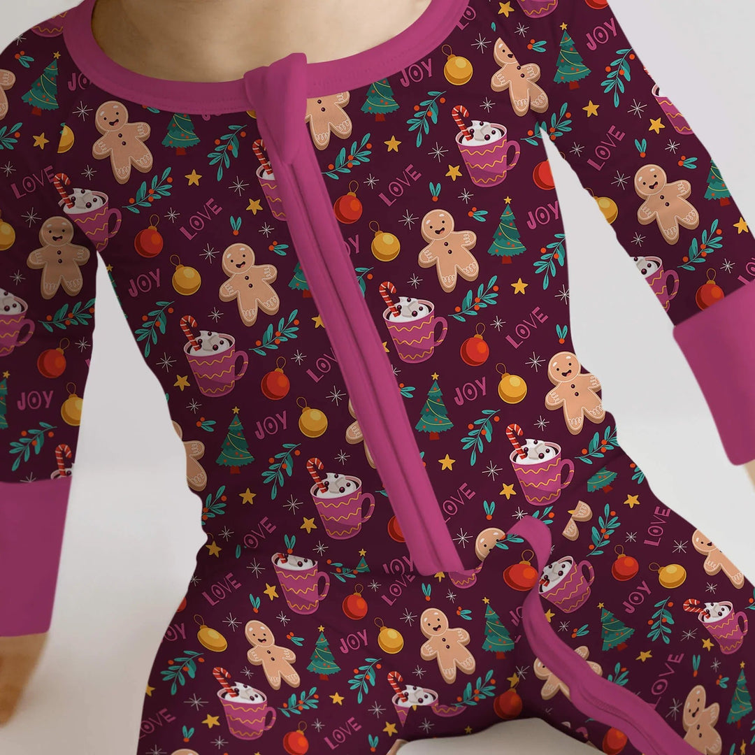 Christmas Ginger Bread Convertible Zippered Romper - Zumbamboo
