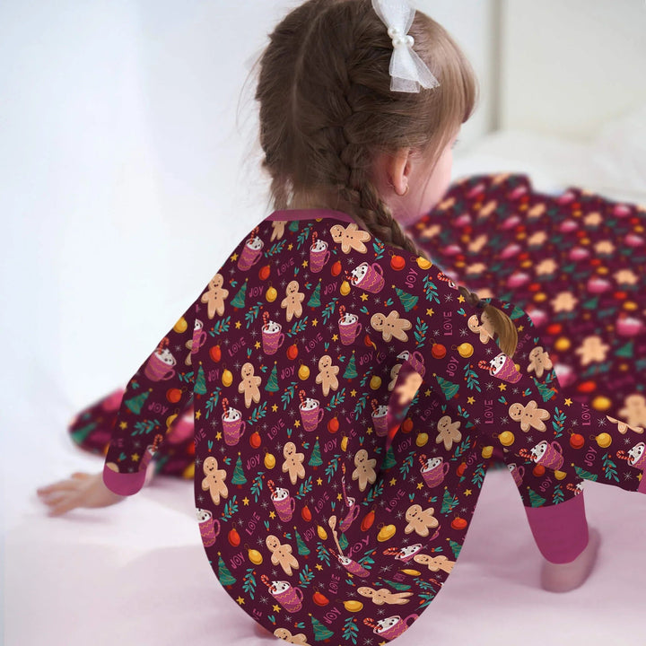 Christmas Ginger Bread Convertible Zippered Romper - Zumbamboo