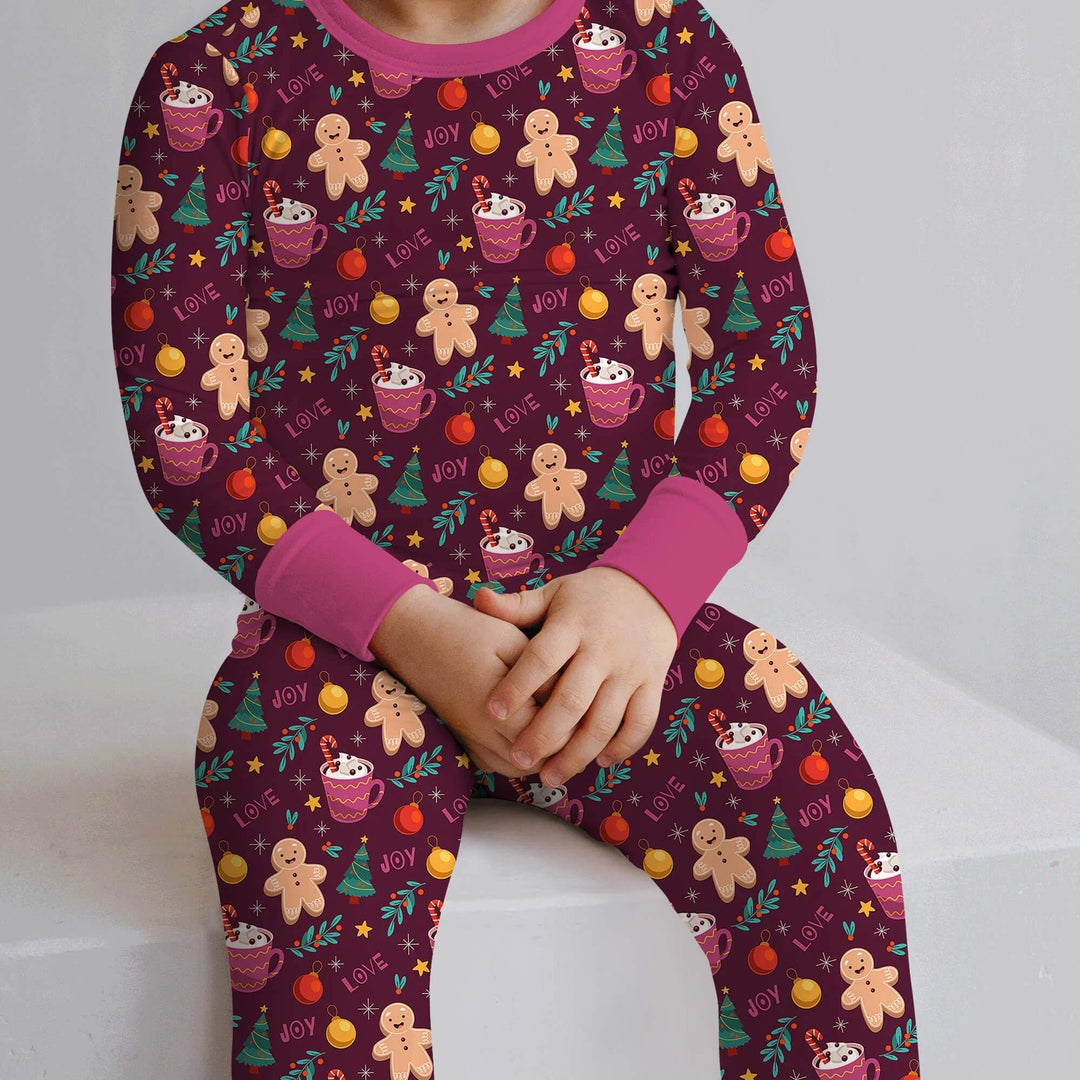 Christmas Ginger Bread Two Piece Pajama Set - Zumbamboo