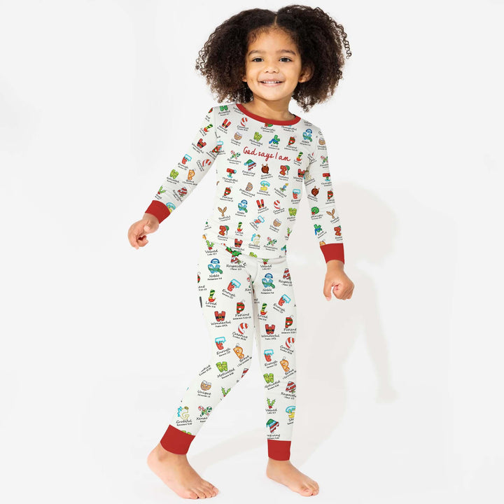 Christmas God Say I Am Alphabet Long Sleeve Pajama Set - Zumbamboo