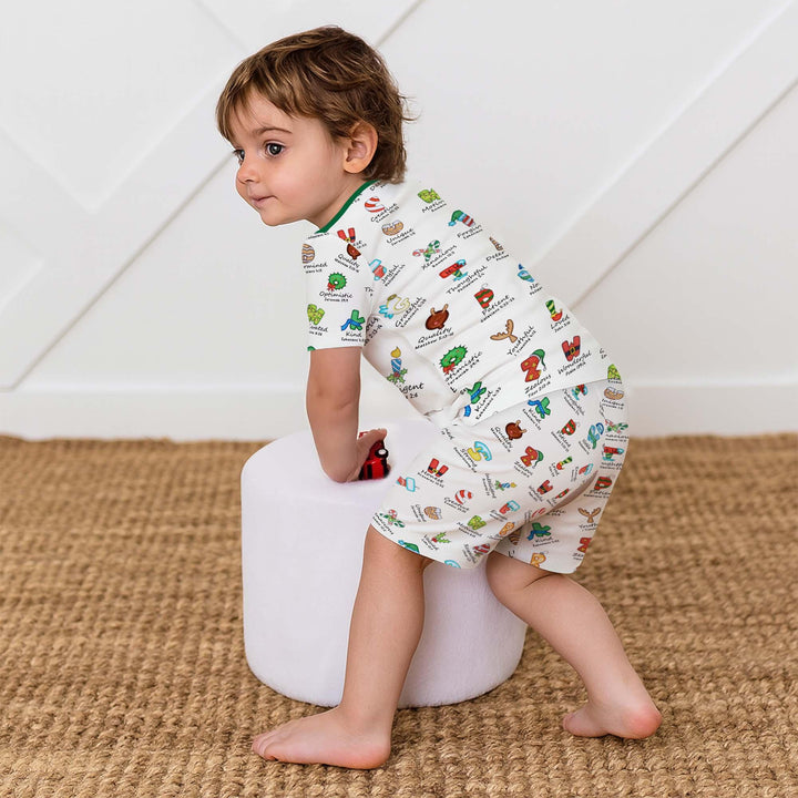 Christmas God Say I Am Alphabet Two Piece Short Sleeve Pajama Set , Christmas God Say I Am Alphabet Two Piece Short Sleeve Pajama Set - 12-18M / Red / Girl