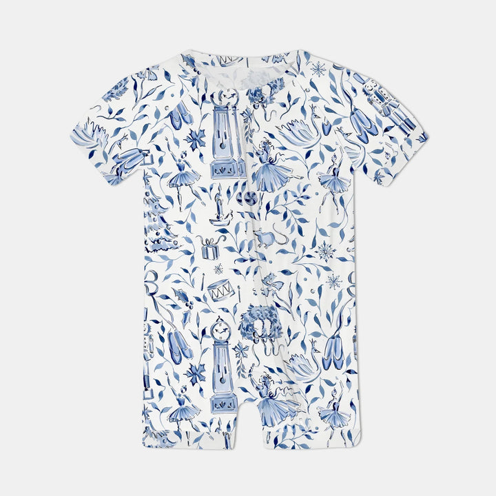 Christmas Nutcracker Toile Shorty Zippy , Christmas Nutcracker Toile Shorty Zippy - 0-3M / Blue