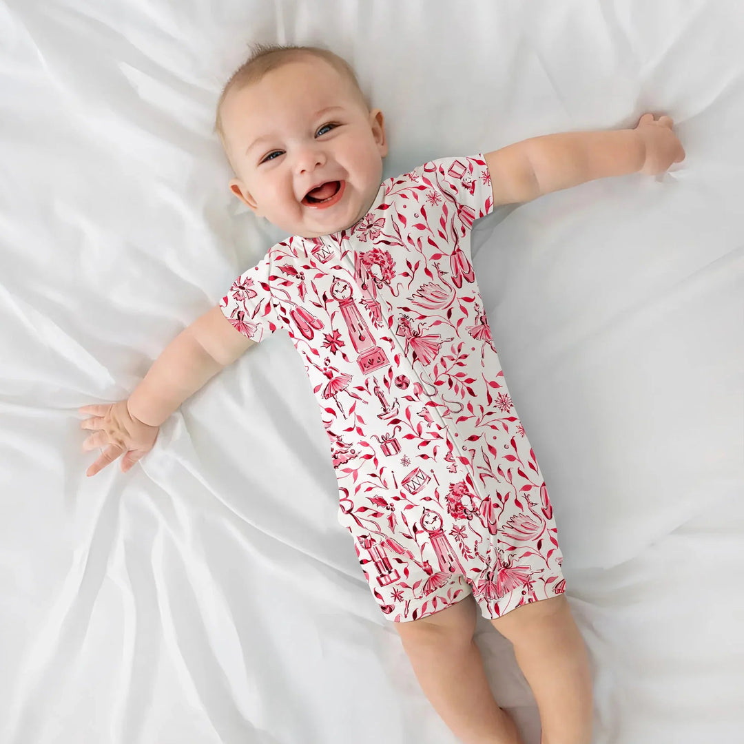 Christmas Nutcracker Toile Shorty Zippy , Christmas Nutcracker Toile Shorty Zippy - 0-3M / Blue