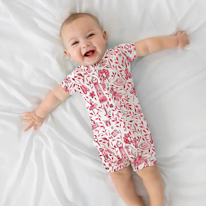 Christmas Nutcracker Toile Shorty Zippy , Christmas Nutcracker Toile Shorty Zippy - 0-3M / Blue