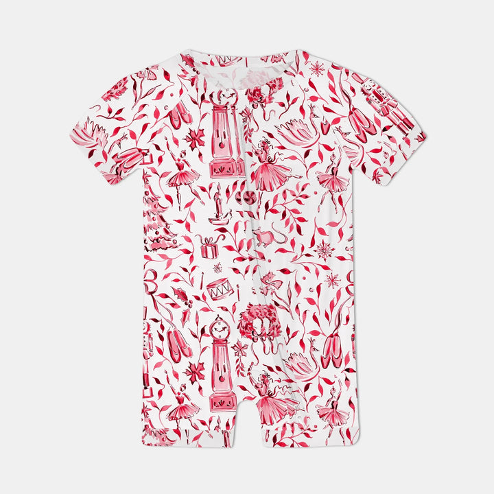 Christmas Nutcracker Toile Shorty Zippy , Christmas Nutcracker Toile Shorty Zippy - 0-3M / Red