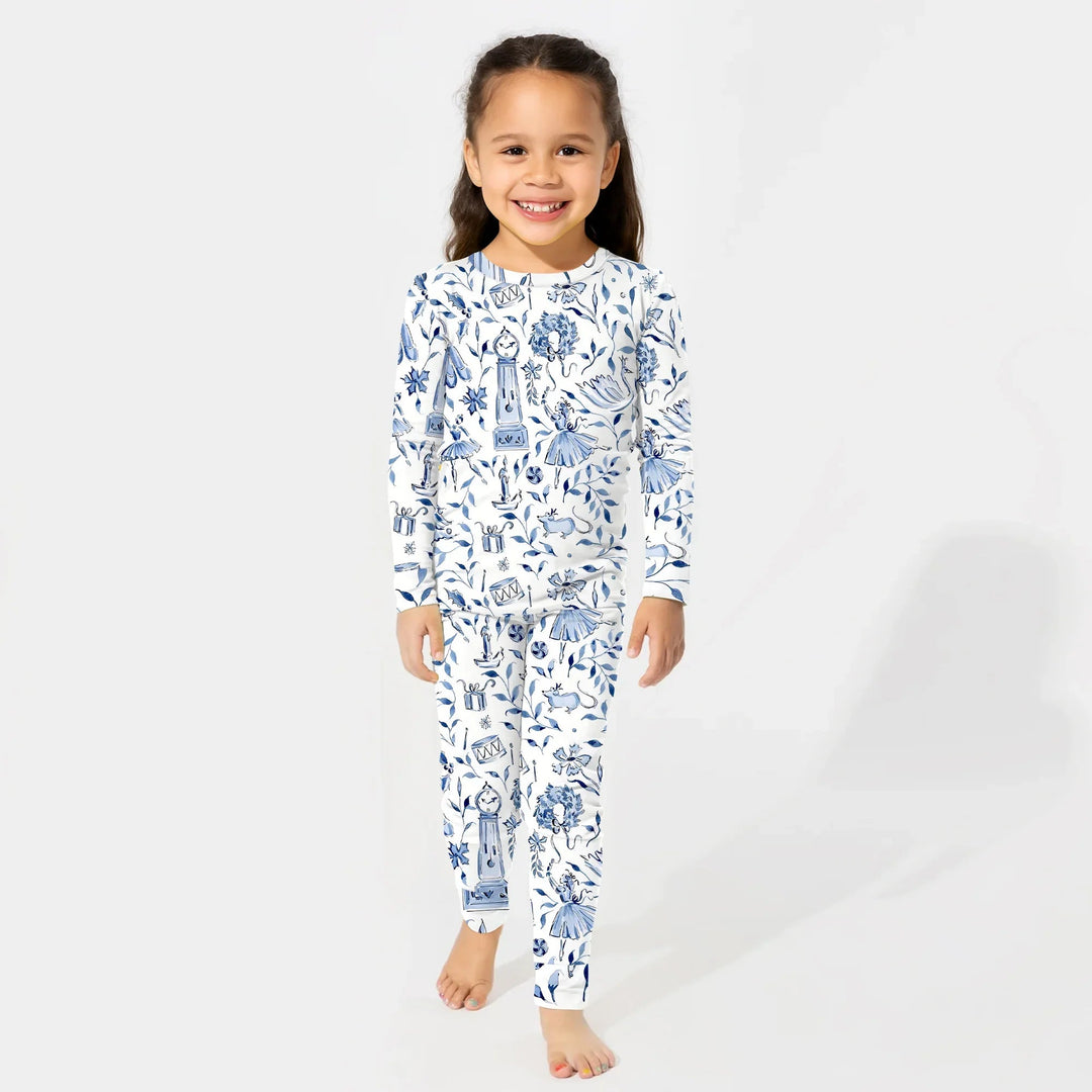 Christmas Nutcracker Toile Two Piece Long Sleeve Pajama Set - Zumbamboo