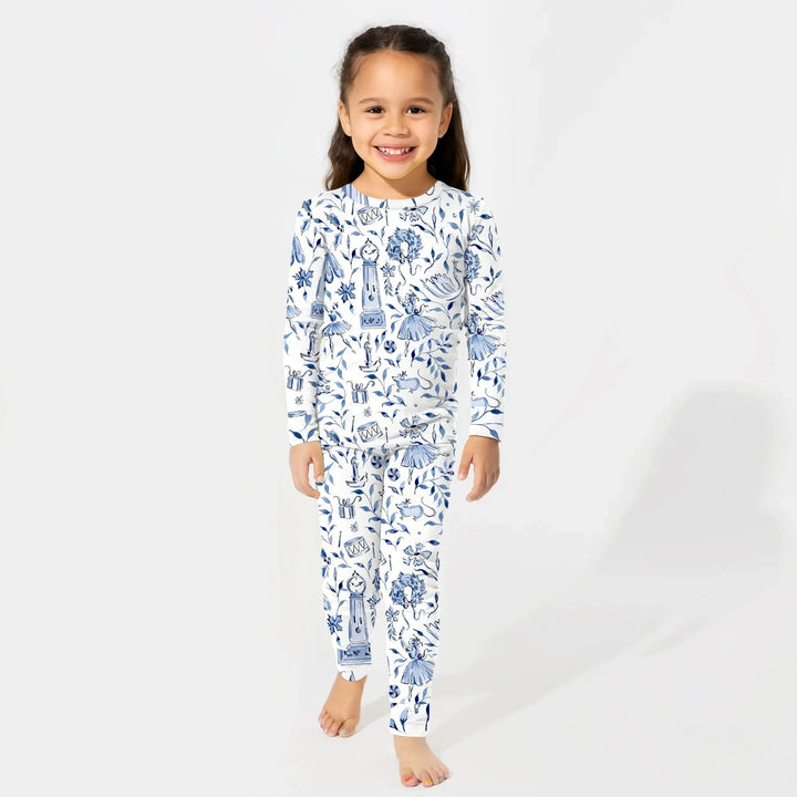Christmas Nutcracker Toile Two Piece Long Sleeve Pajama Set - Zumbamboo