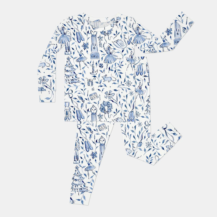Christmas Nutcracker Toile Two Piece Long Sleeve Pajama Set - Zumbamboo