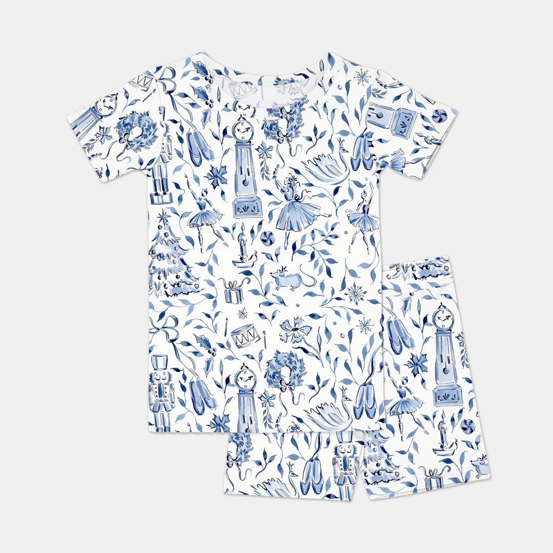 Christmas Nutcracker Toile Two Piece Short Sleeve Shorts Pajama Set - Zumbamboo