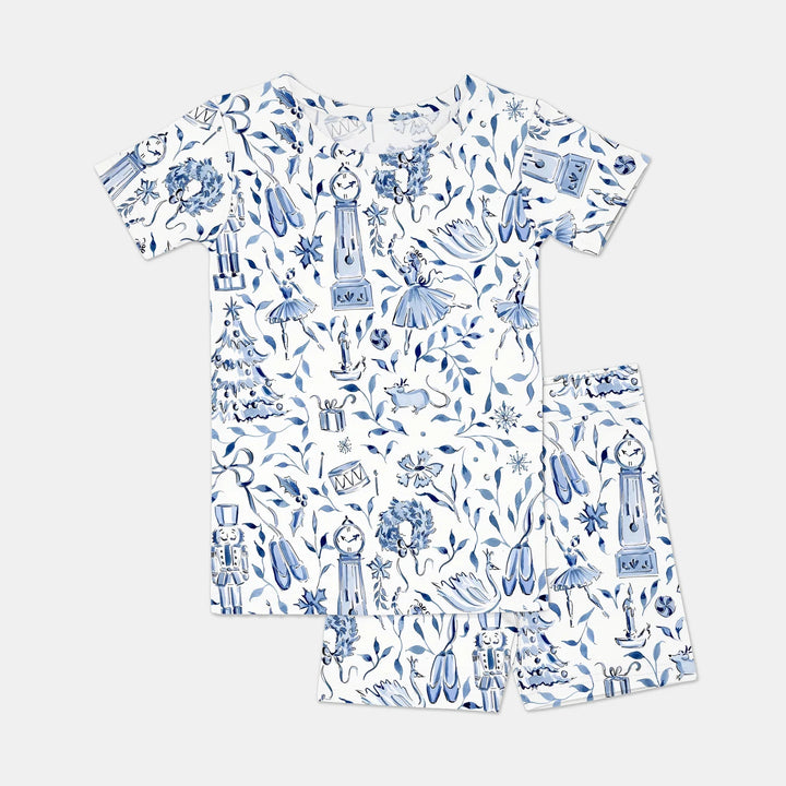 Christmas Nutcracker Toile Two Piece Short Sleeve Shorts Pajama Set - Zumbamboo