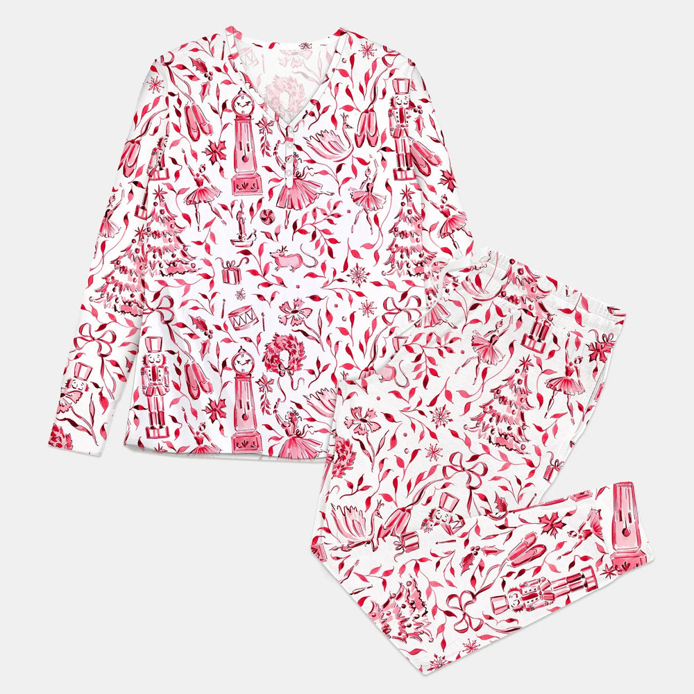 Christmas Nutcracker Toile Women Pajama Set - Zumbamboo