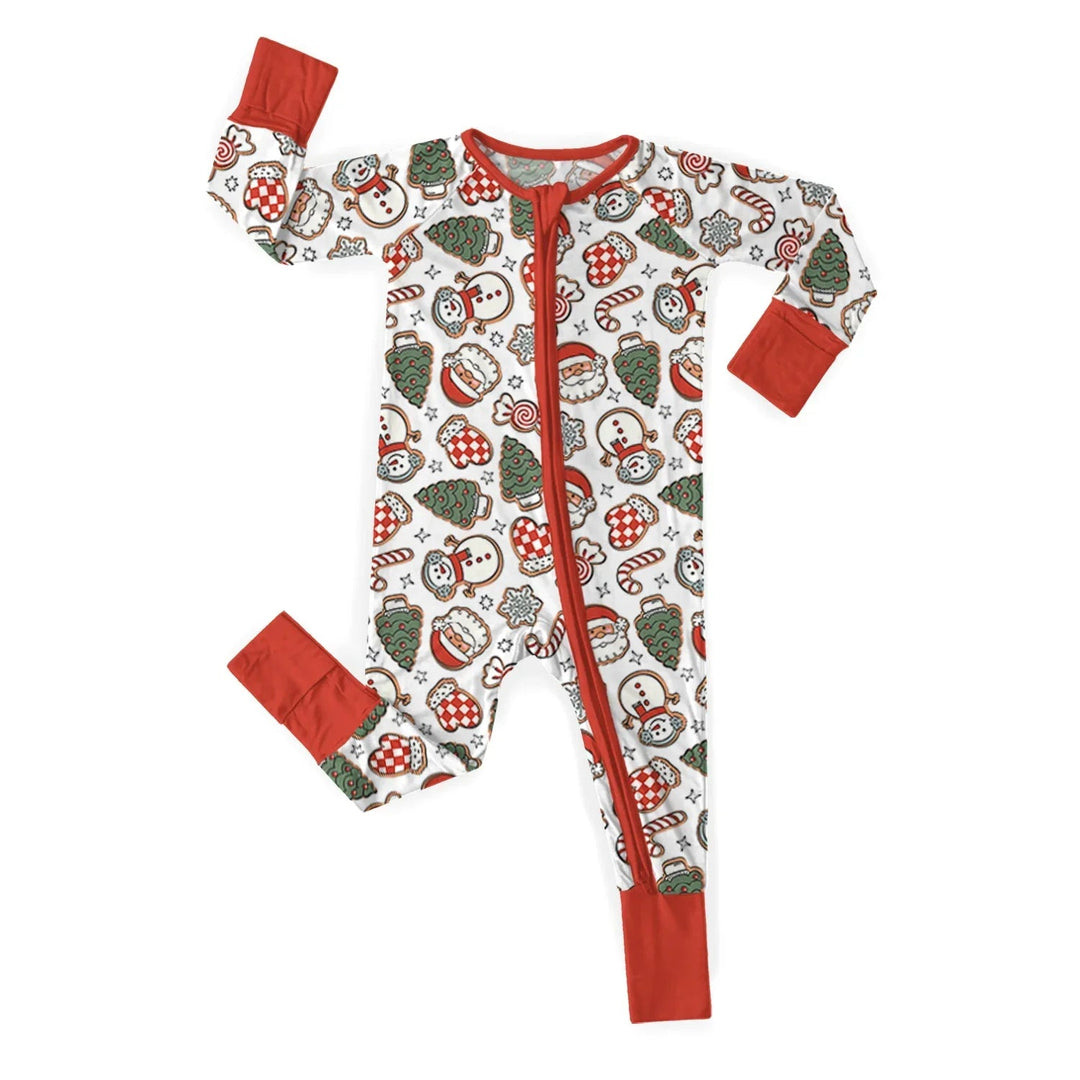 Christmas Santa Cookies Convertible Zippered Romper - Zumbamboo