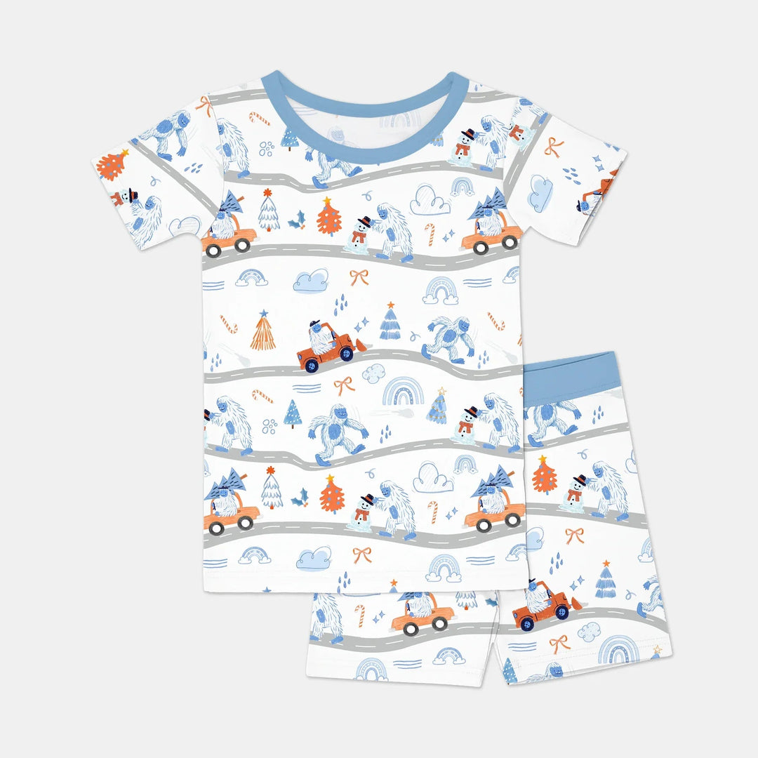 Christmas Sasquatch Two Piece Short Sleeve Shorts Pajama Set - Zumbamboo