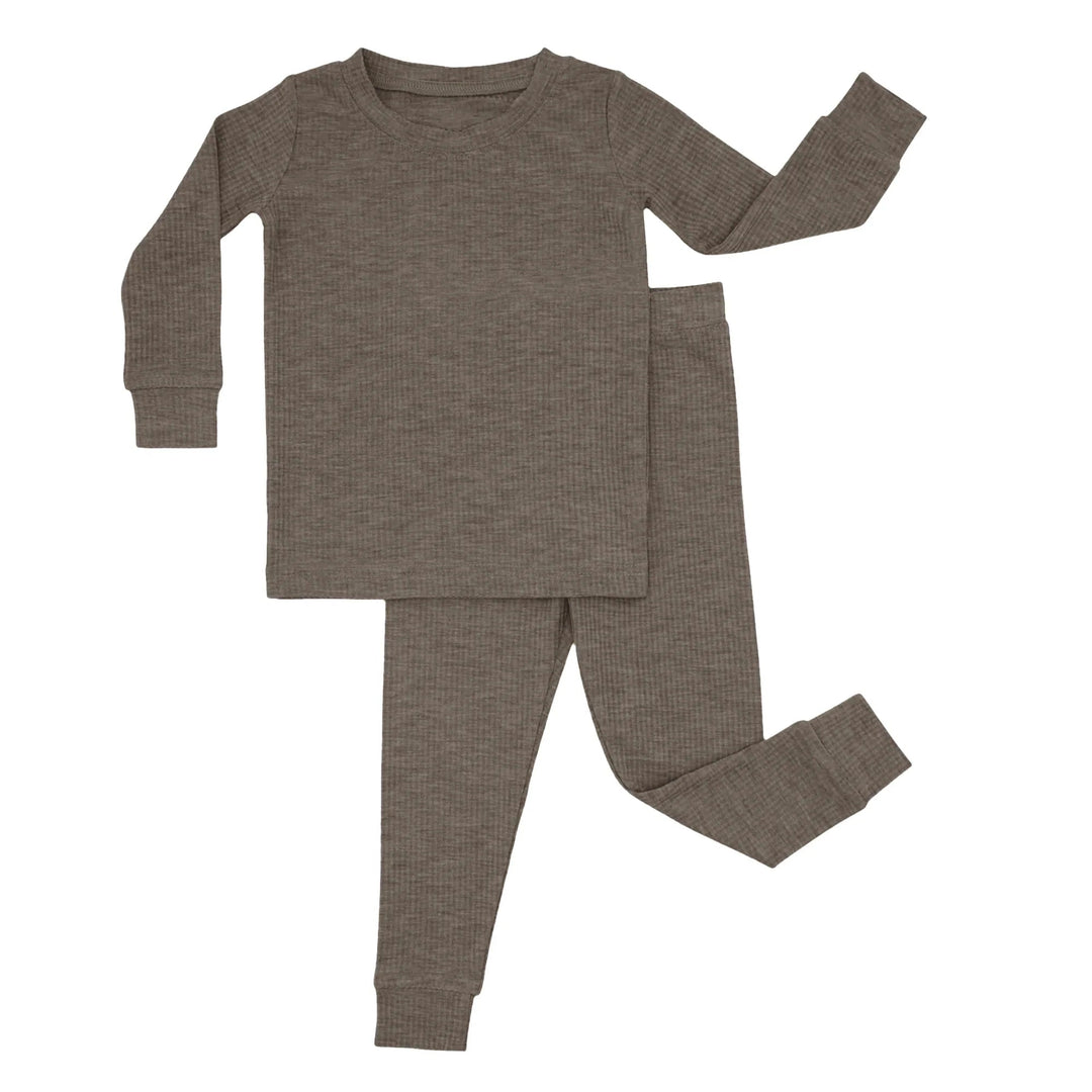 Cocoa Ribbed Two Piece Long Sleeve Pajama Set , Cocoa Ribbed Two Piece Long Sleeve Pajama Set - 12-18M