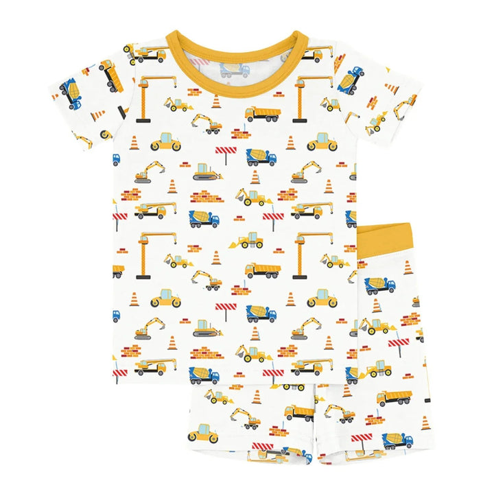 Construction Two Piece Short Sleeve Shorts Pajama Set - Zumbamboo