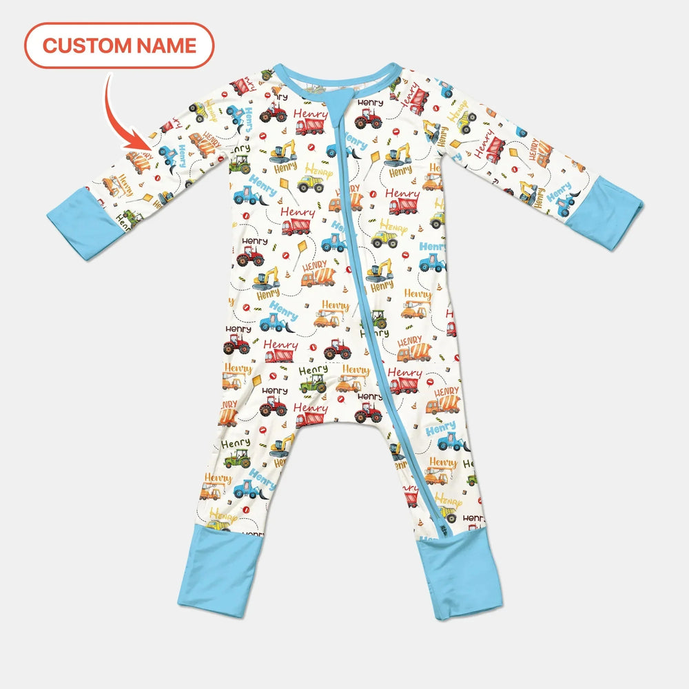 Construction Vehicles Custom Name Convertible Zippy , Construction Vehicles Custom Name Convertible Zippy - 0-3M