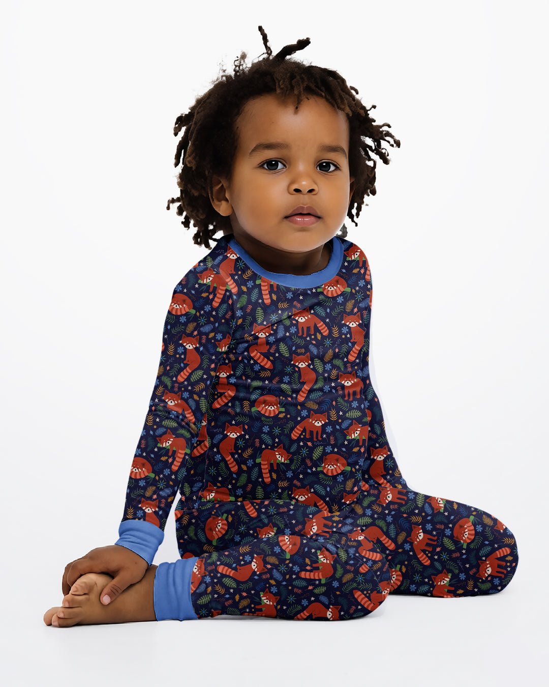 Tossed Red Panda Bamboo Two Piece Long Sleeve Pajama Set
