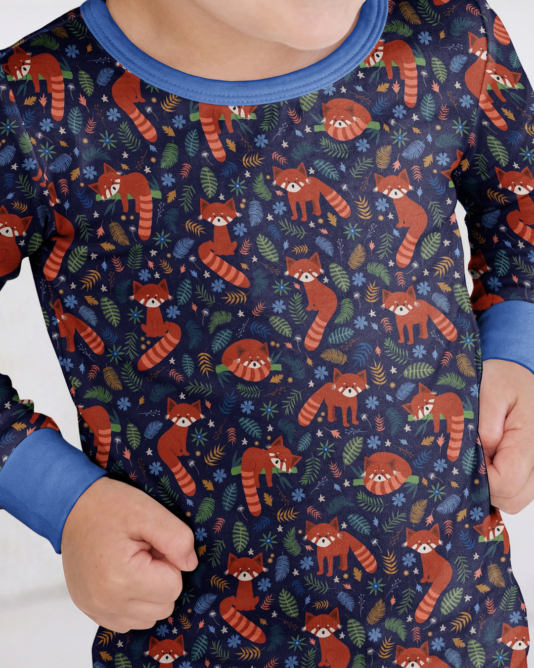 Tossed Red Panda Bamboo Two Piece Long Sleeve Pajama Set