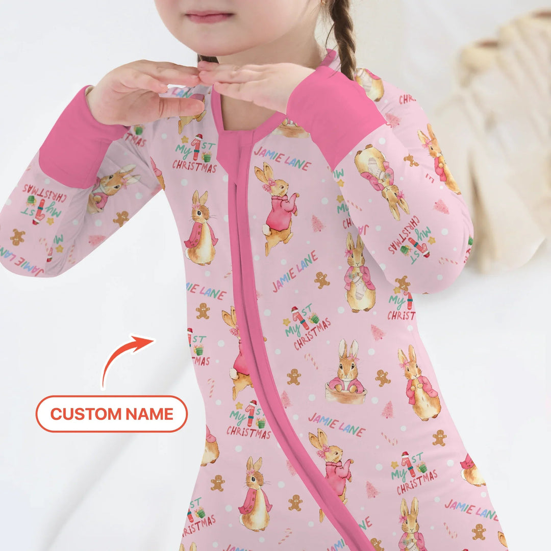 Custom 1st Christmas Rabbit Convertible Zippy - Zumbamboo