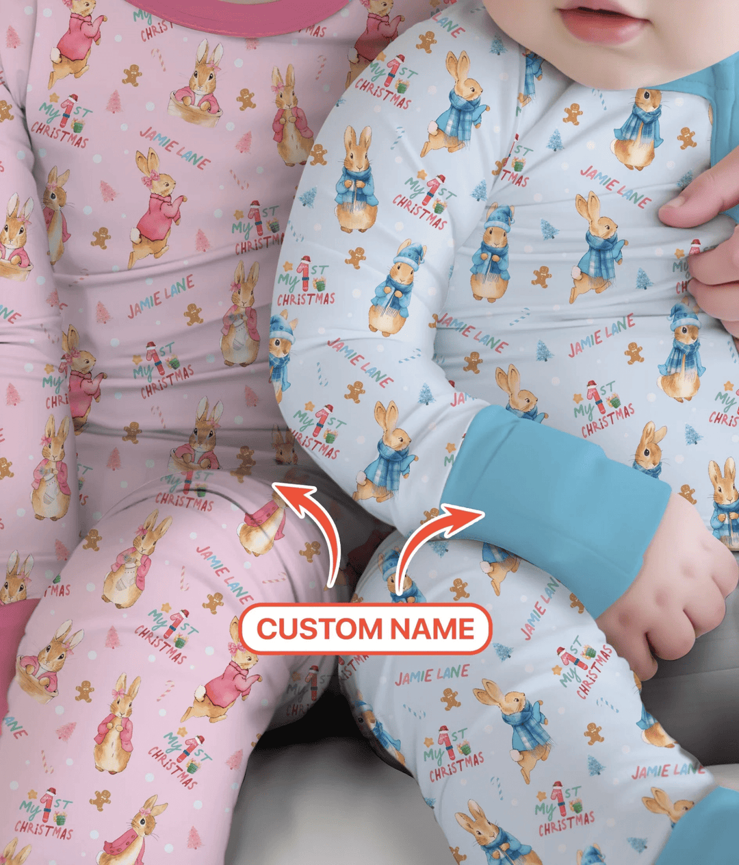 Custom 1st Christmas Rabbit Convertible Zippy - Zumbamboo