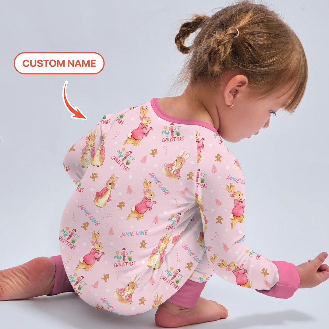 Custom 1st Christmas Rabbit Convertible Zippy - Zumbamboo