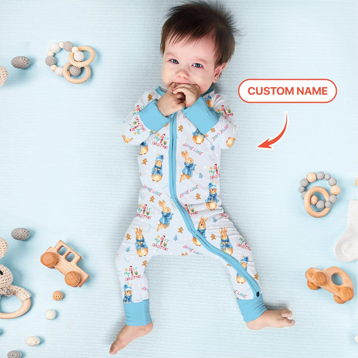 Custom 1st Christmas Rabbit Convertible Zippy - Zumbamboo