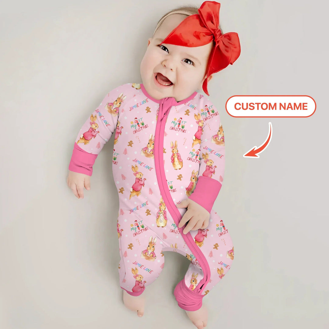 Custom 1st Christmas Rabbit Convertible Zippy - Zumbamboo