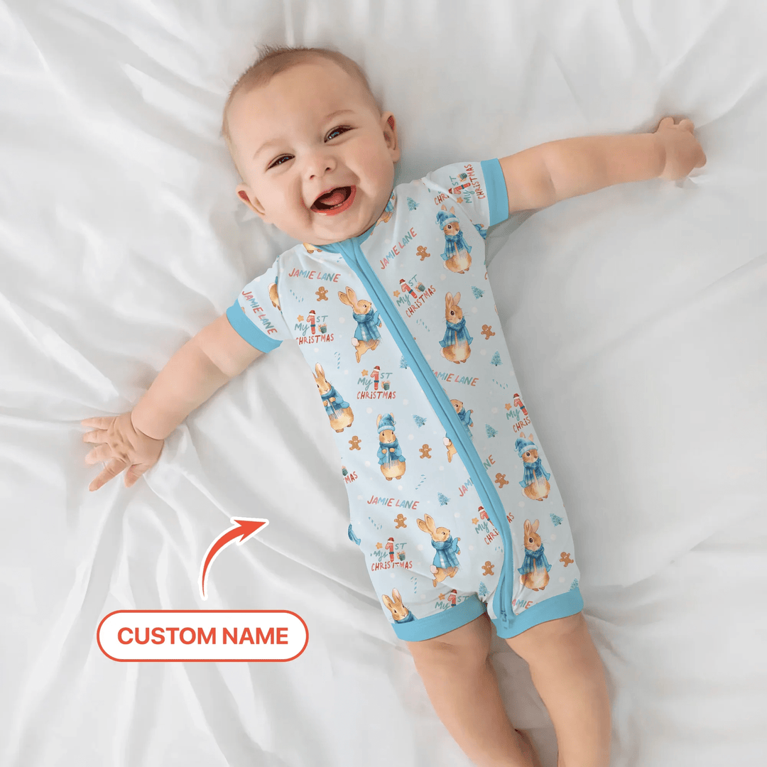 Custom 1st Christmas Rabbit Shorty Zippy - Zumbamboo