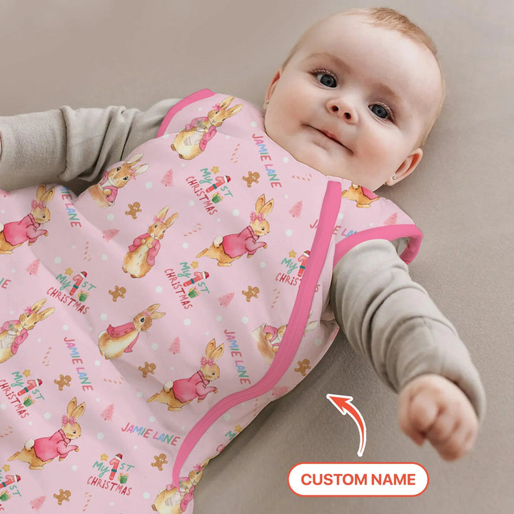 Custom 1st Christmas Rabbit Sleep Bag - Zumbamboo