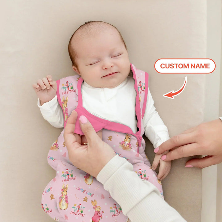 Custom 1st Christmas Rabbit Sleep Bag - Zumbamboo