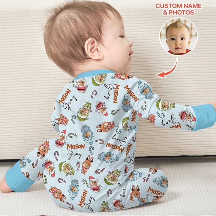 Custom Baby Photo Christmas Bear Convertible Zippy - Zumbamboo