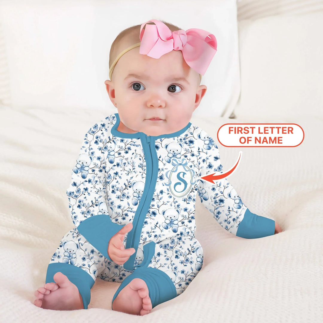 Custom Blue Chinoiserie Teddy Convertible Zippy , Custom Blue Chinoiserie Teddy Convertible Zippy - 0-3M