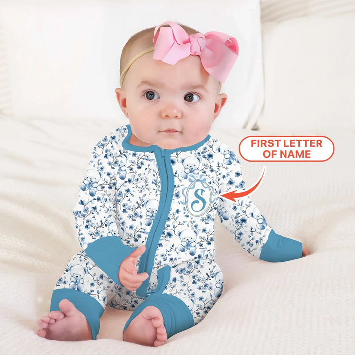 Custom Blue Chinoiserie Teddy Convertible Zippy , Custom Blue Chinoiserie Teddy Convertible Zippy - 0-3M