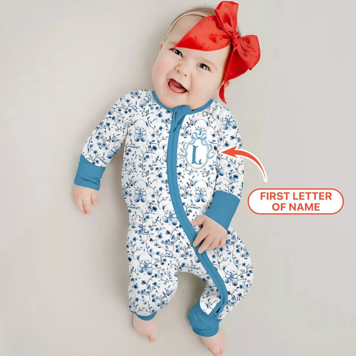 Custom Blue Chinoiserie Teddy Convertible Zippy , Custom Blue Chinoiserie Teddy Convertible Zippy - 0-3M