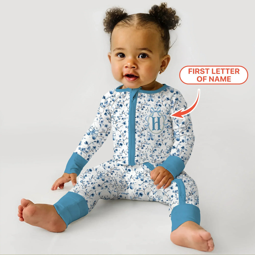 Custom Blue Chinoiserie Teddy Convertible Zippy , Custom Blue Chinoiserie Teddy Convertible Zippy - 0-3M