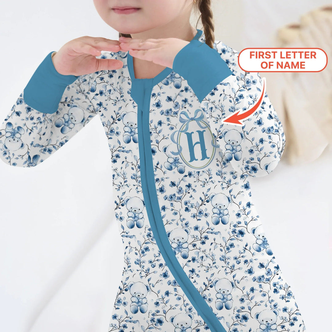 Custom Blue Chinoiserie Teddy Convertible Zippy , Custom Blue Chinoiserie Teddy Convertible Zippy - 0-3M