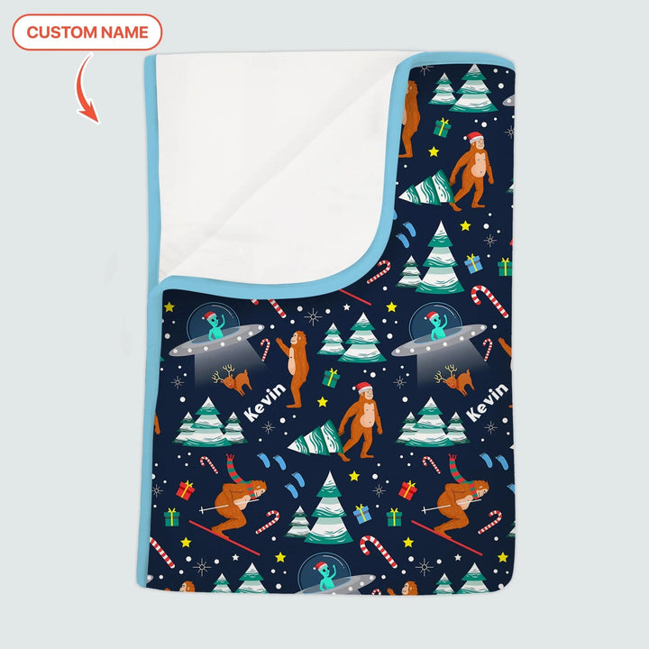 Custom Christmas Bigfoot Toddler Blanket - Zumbamboo