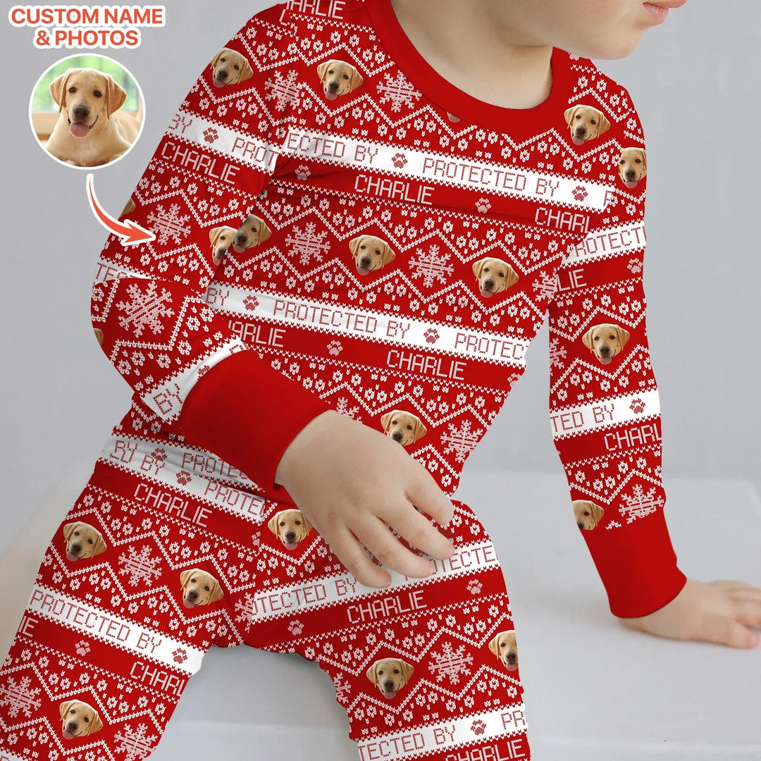 Custom Dog Photo Fair Isle Christmas Two Piece Long Sleeve Pajama Set - Zumbamboo