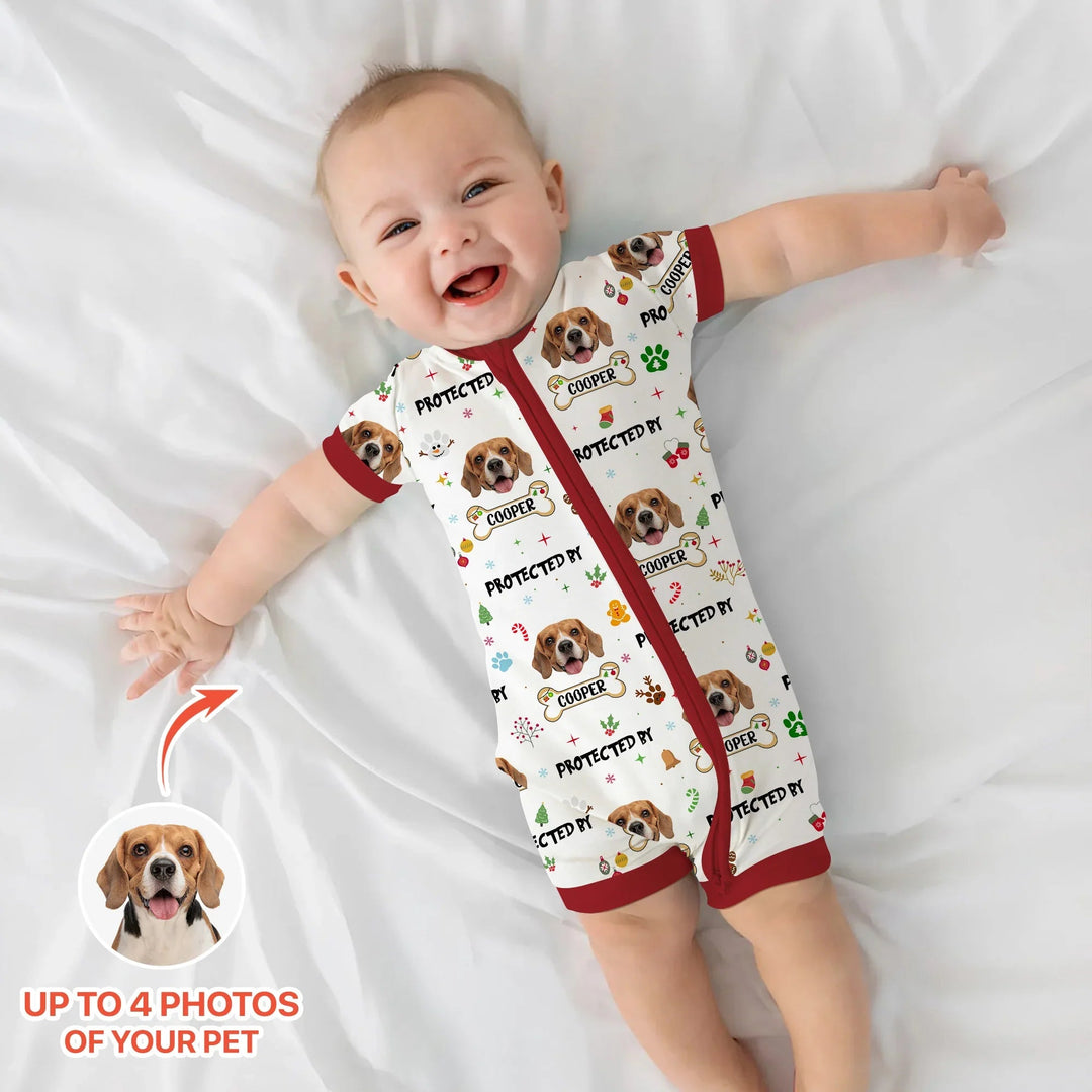 Custom Dog Photo "Protected By" Christmas Shorty Zippy - Zumbamboo