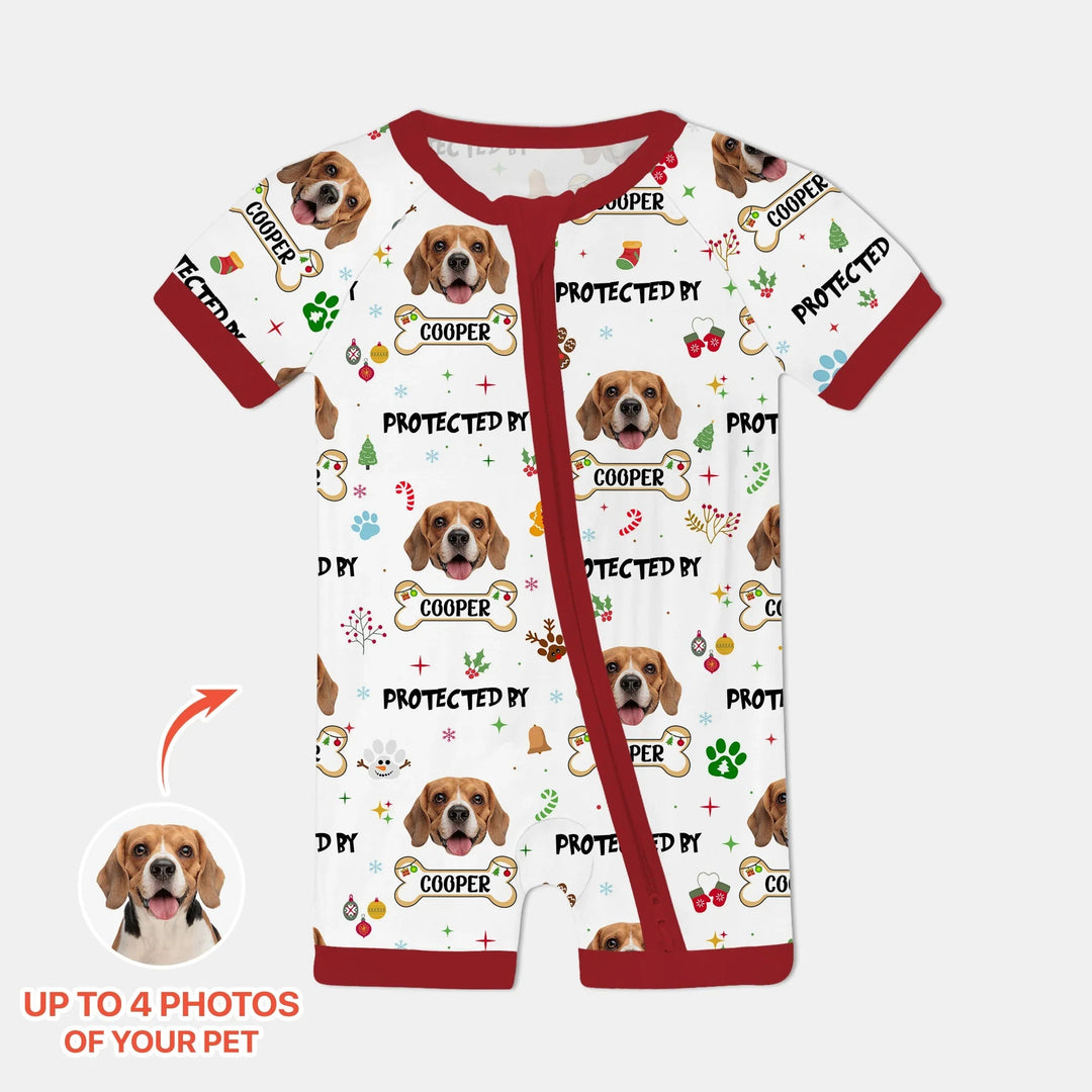 Custom Dog Photo "Protected By" Christmas Shorty Zippy - Zumbamboo